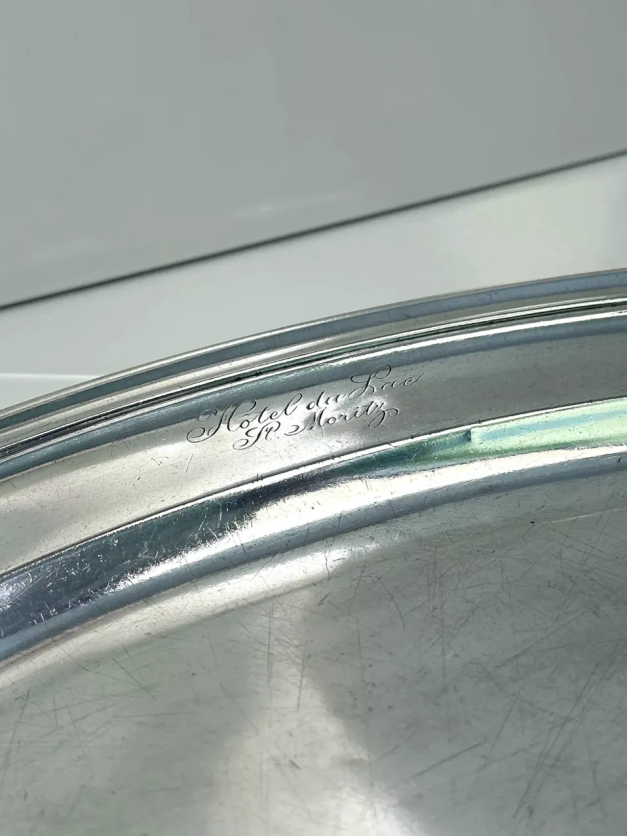 Silver-plated Christofle tray Grand Hotel du Lac St. Moritz, 1930s 2