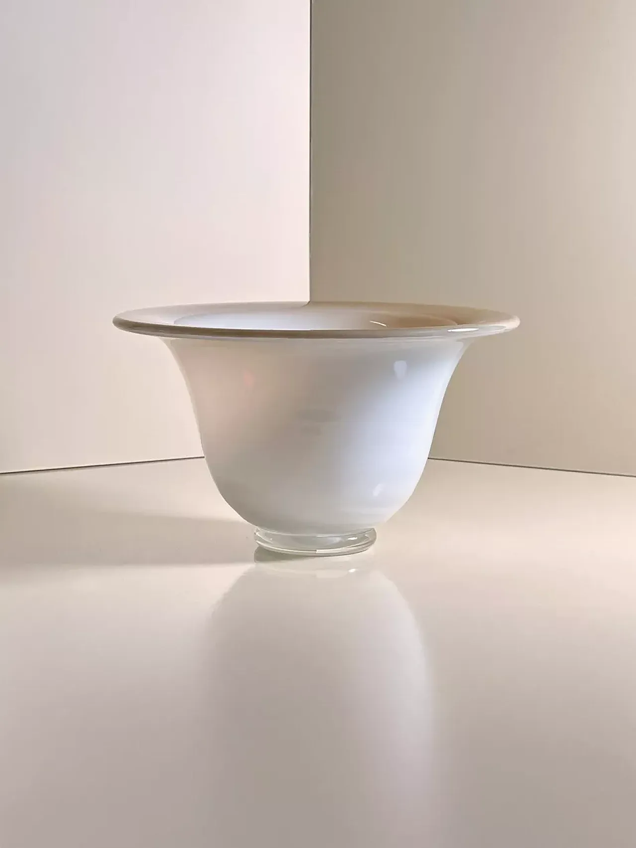 Mid Century Murano Fruit Bowl Opalina Milk Glass 1