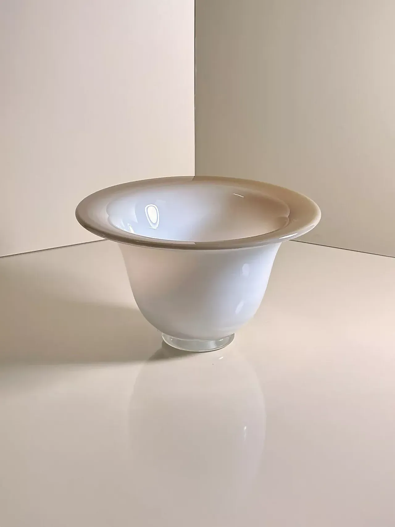 Mid Century Murano Fruit Bowl Opalina Milk Glass 2