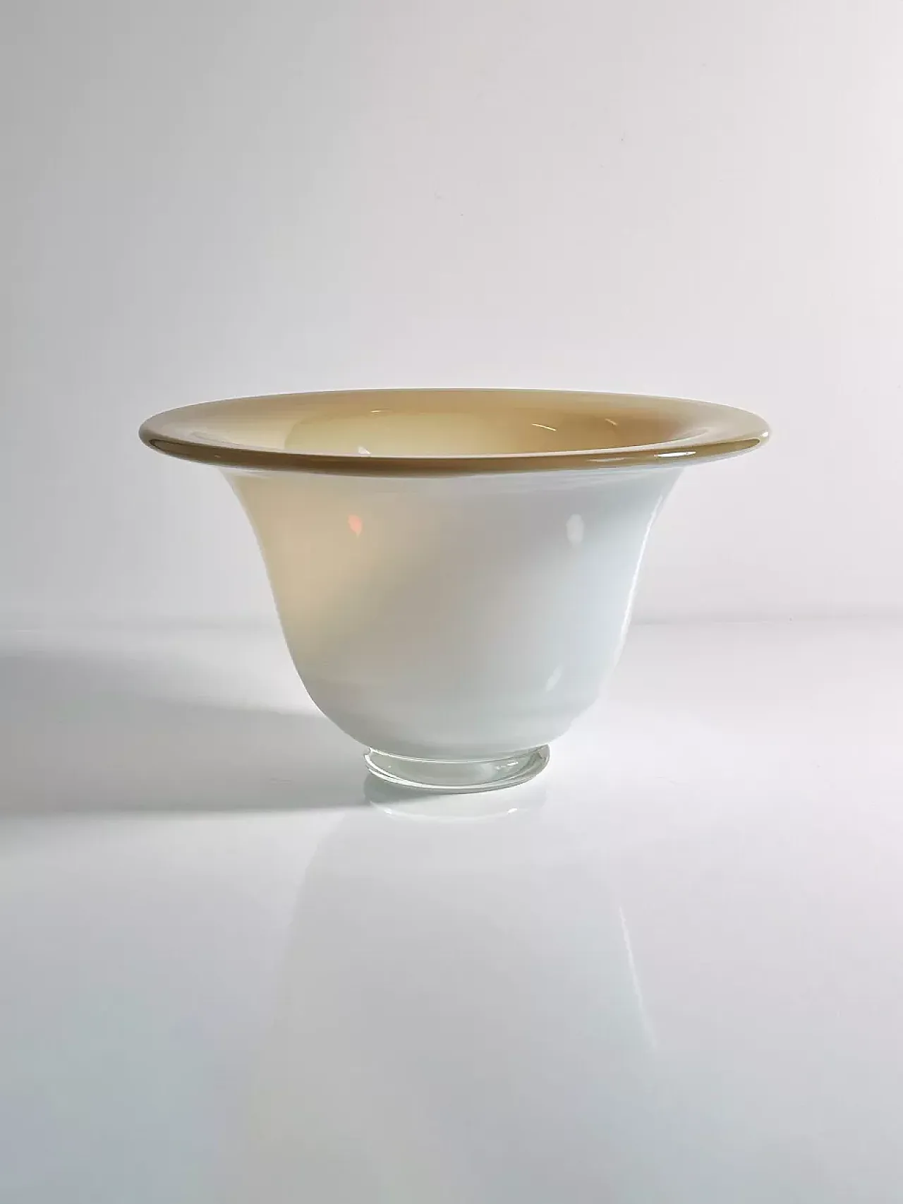 Mid Century Murano Fruit Bowl Opalina Milk Glass 6