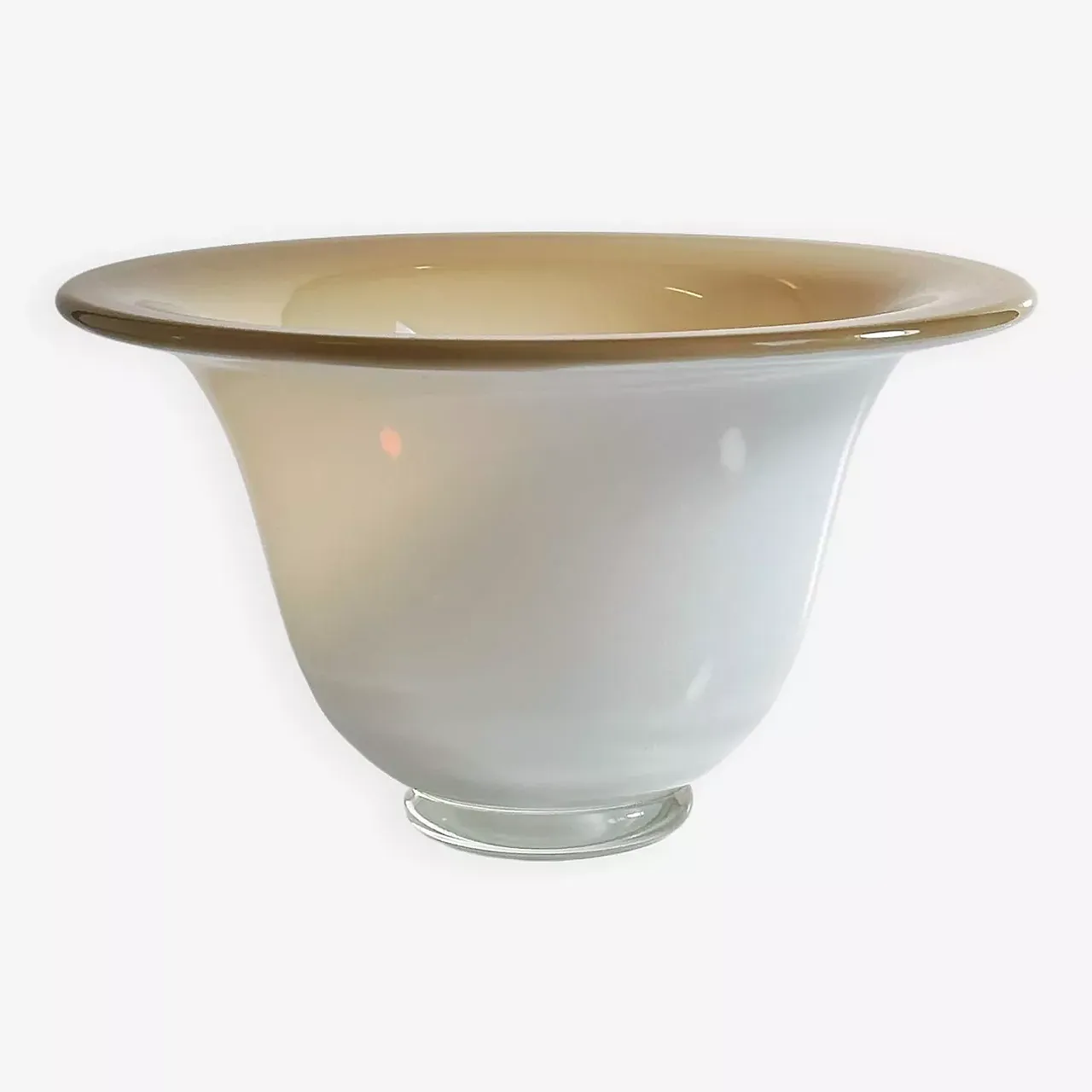 Mid Century Murano Fruit Bowl Opalina Milk Glass 7