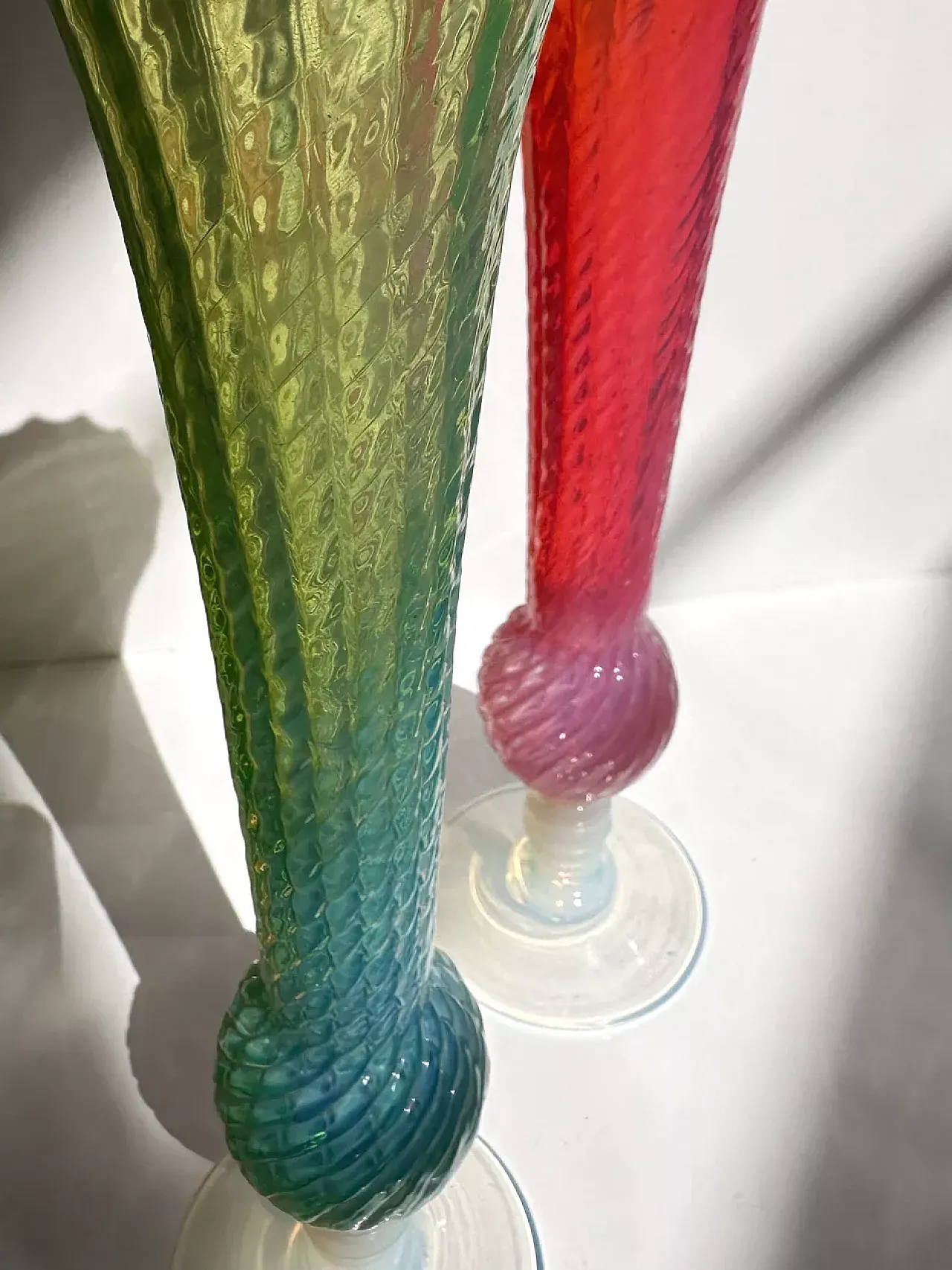 Set of 2 Italian MCM Iridescent Vases 1