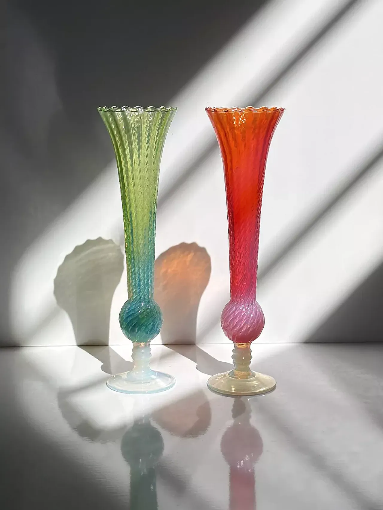 Set of 2 Italian MCM Iridescent Vases 2