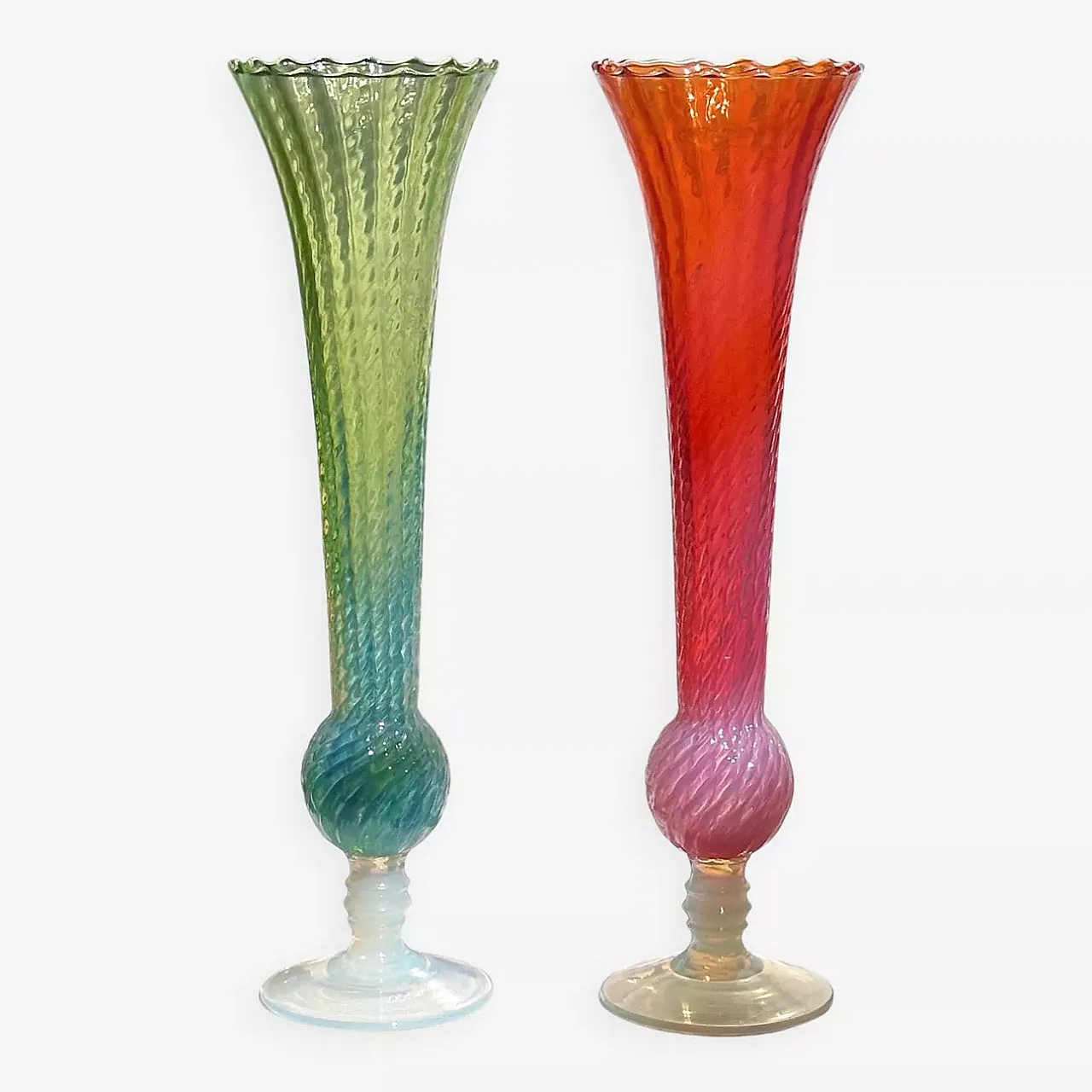 Set of 2 Italian MCM Iridescent Vases 5