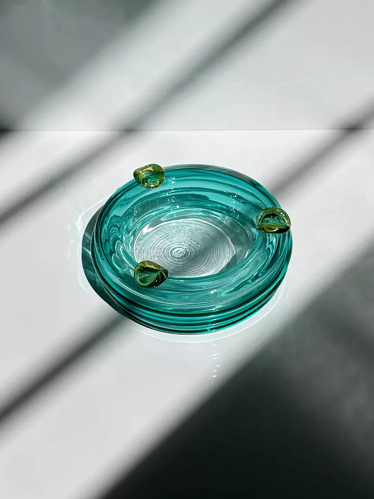 Italian Glass Vide Poche / Ash Tray Turquoise Glas Postmodern, 80s 1