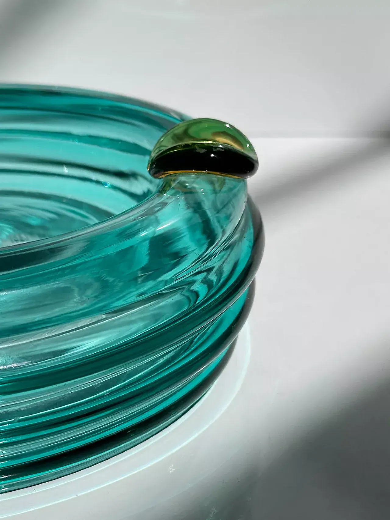 Italian Glass Vide Poche / Ash Tray Turquoise Glas Postmodern, 80s 2