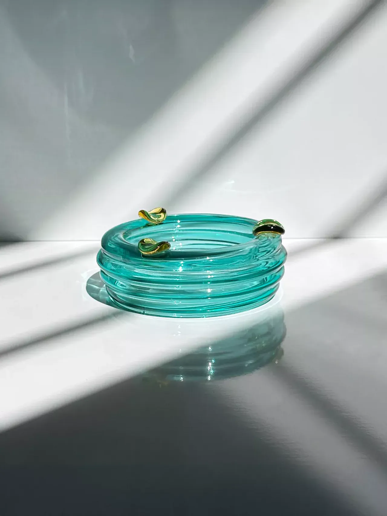 Italian Glass Vide Poche / Ash Tray Turquoise Glas Postmodern, 80s 3