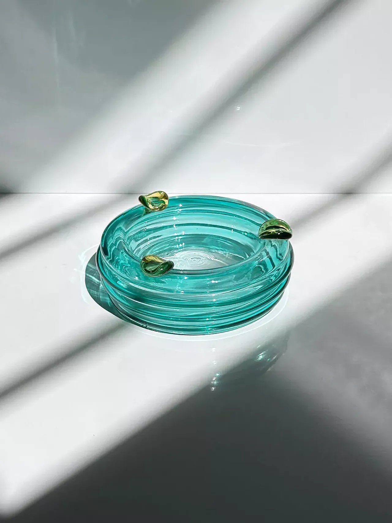 Italian Glass Vide Poche / Ash Tray Turquoise Glas Postmodern, 80s 5