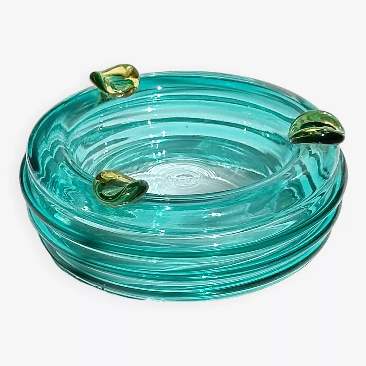 Italian Glass Vide Poche / Ash Tray Turquoise Glas Postmodern, 80s 6