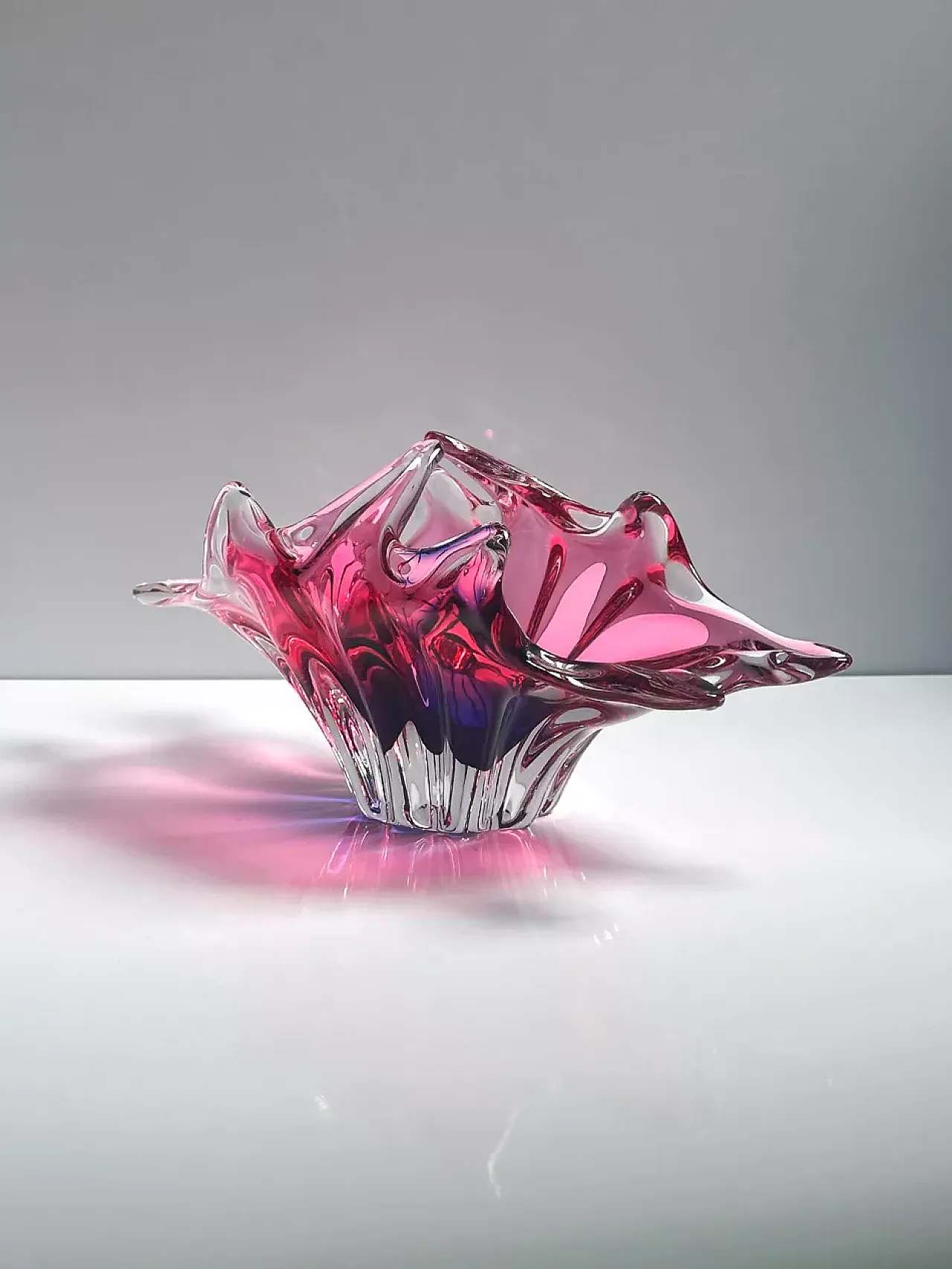 Bohemian Glass Basket Bowl 1960s 2