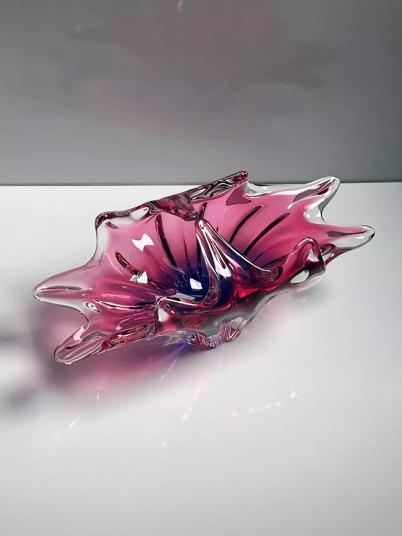 Bohemian Glass Basket Bowl 1960s 3