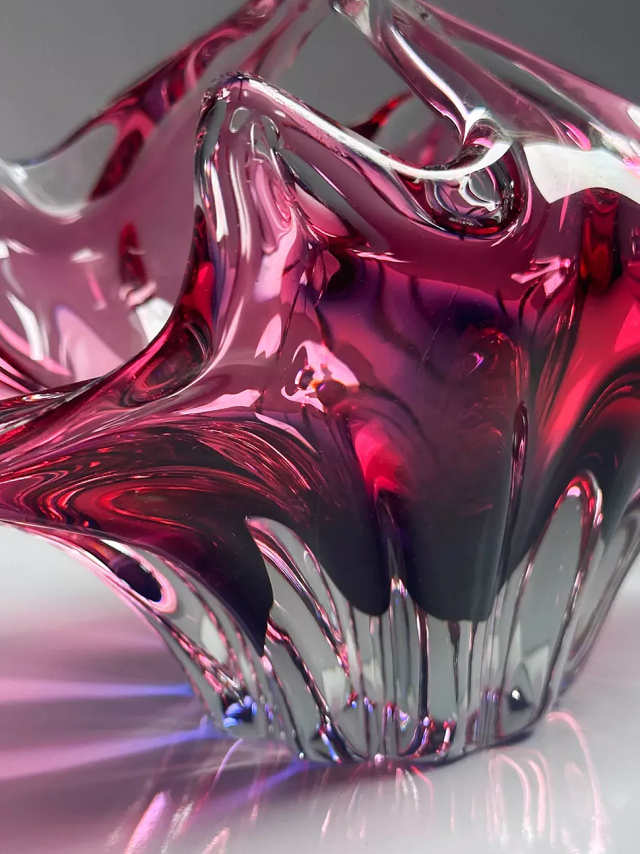 Bohemian Glass Basket Bowl 1960s 4