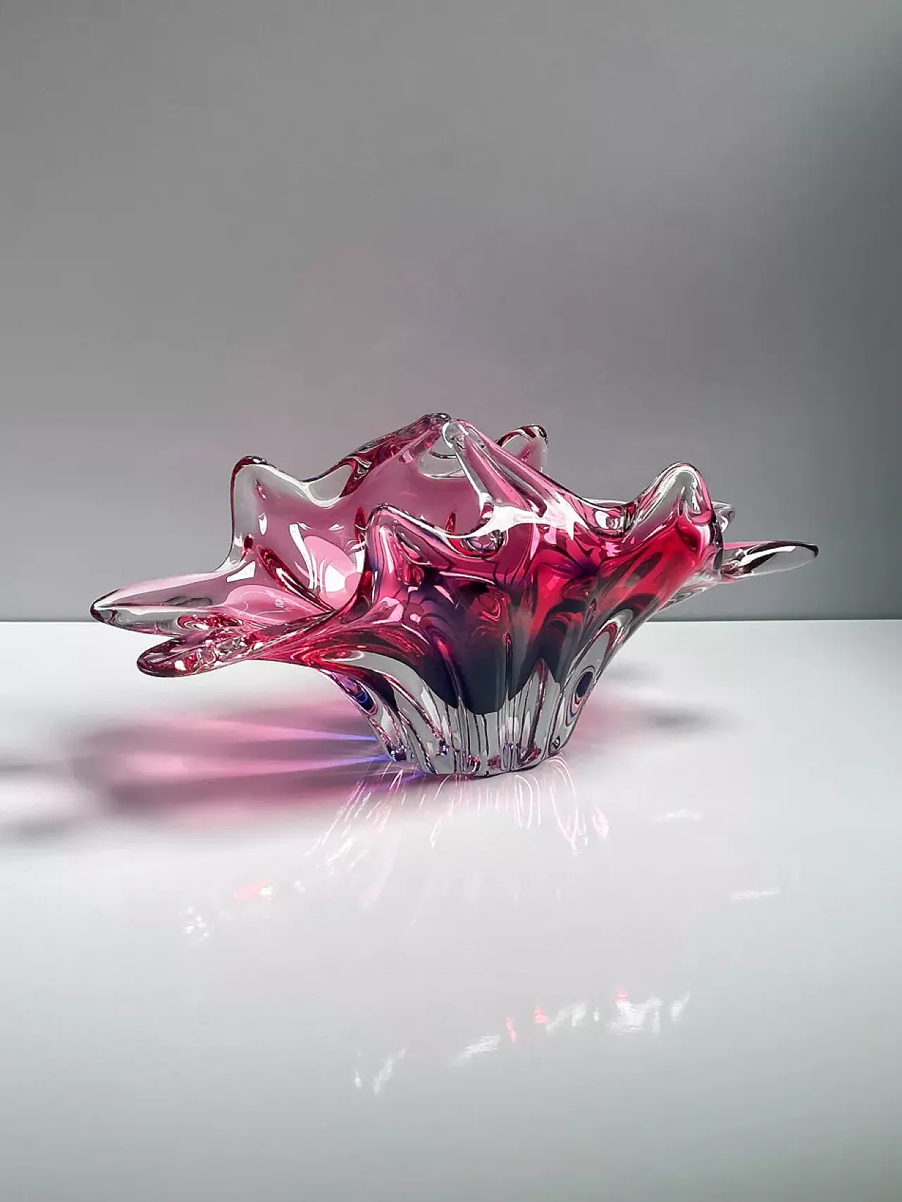 Bohemian Glass Basket Bowl 1960s 5