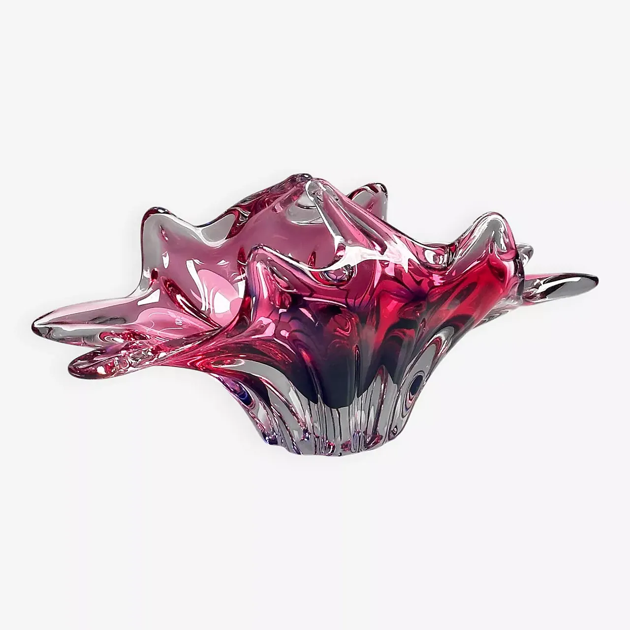 Bohemian Glass Basket Bowl 1960s 6