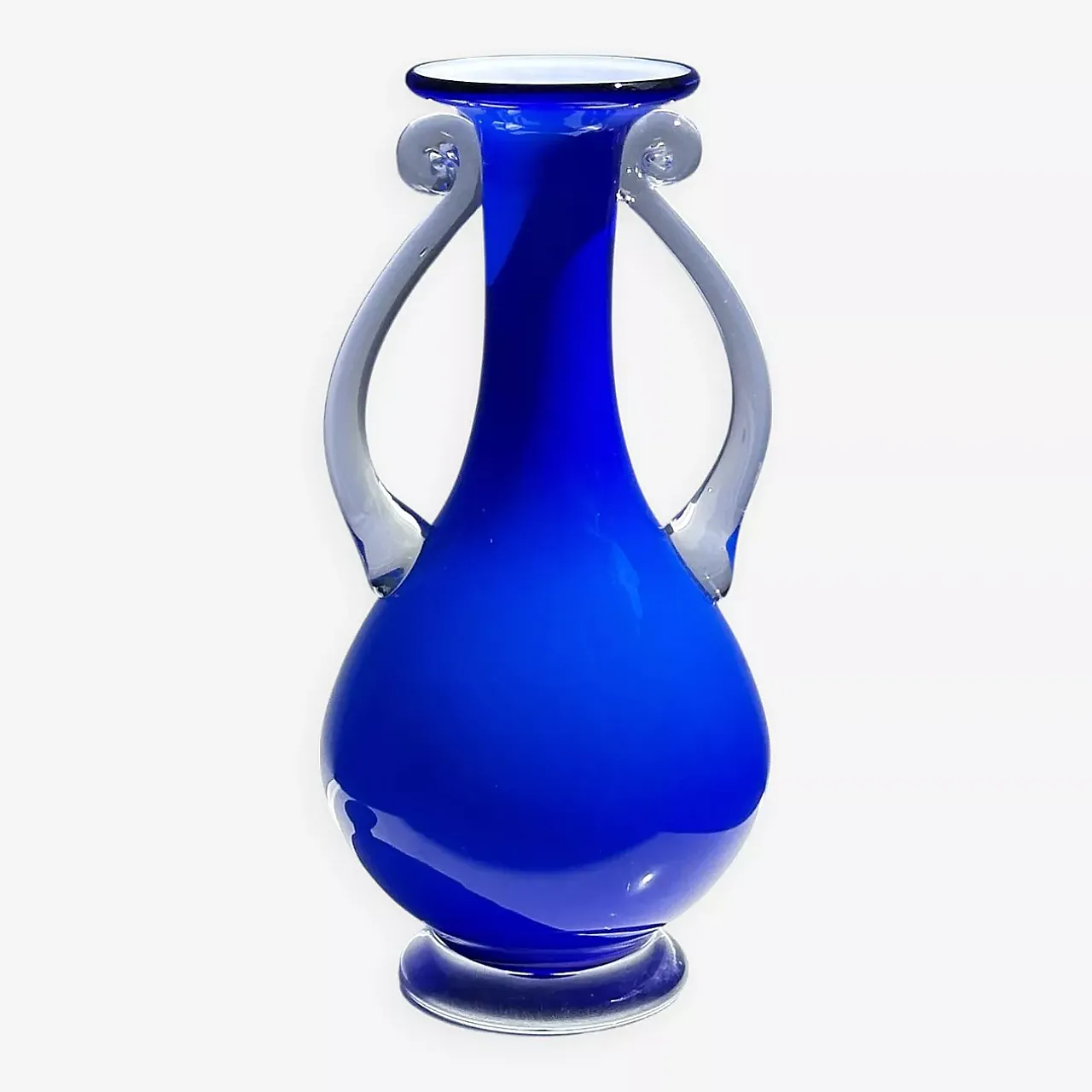 Postmodern handle vase kobalt blue postmodern 6