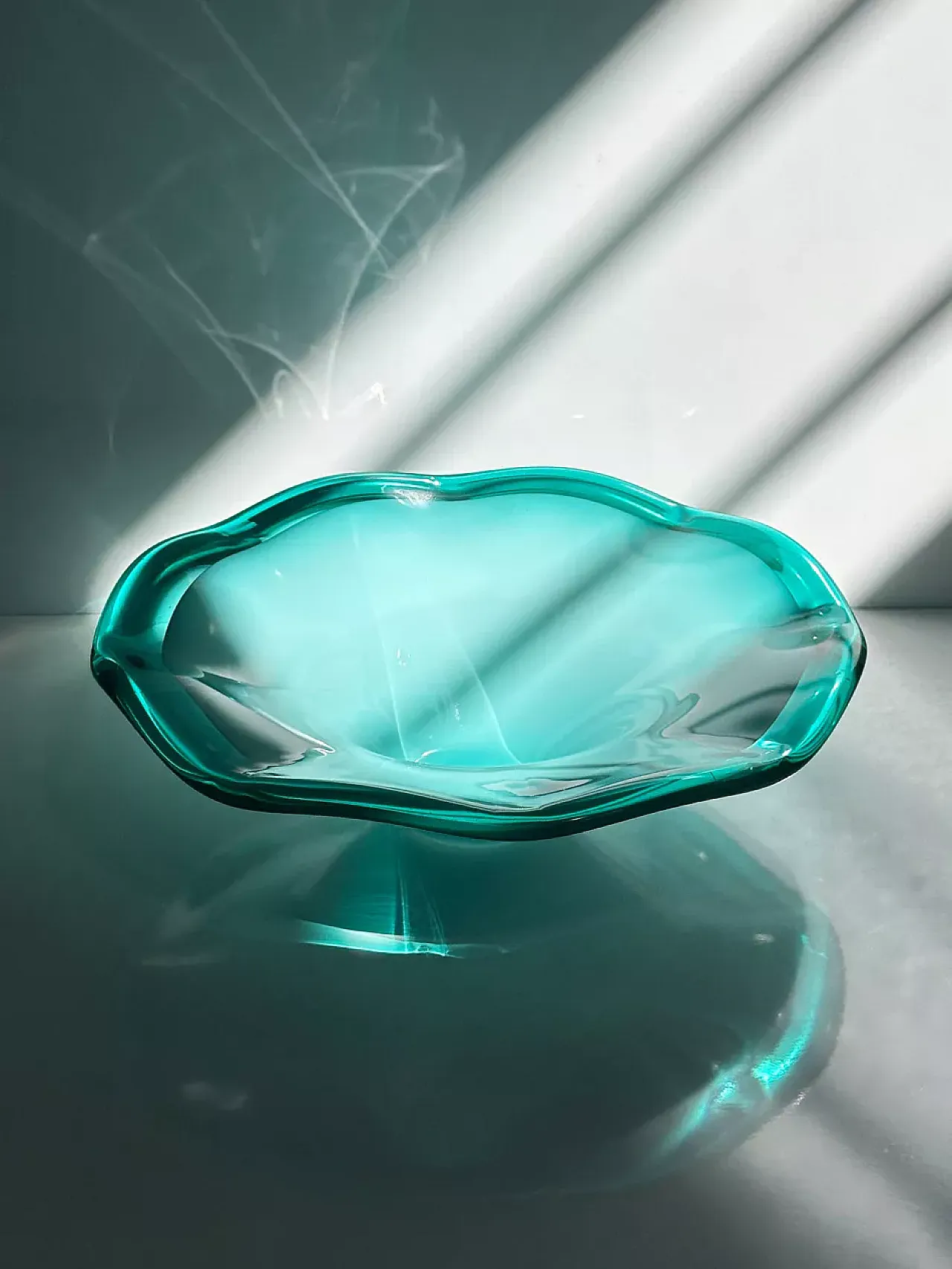 Ciotola di Seguso in vetro opalino turchese, anni '80 5