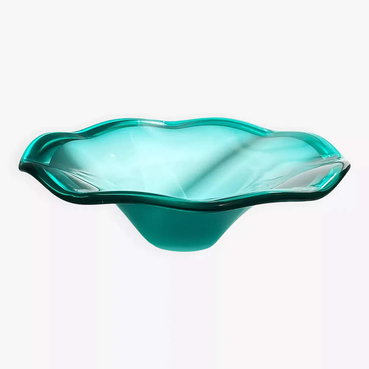 Ciotola di Seguso in vetro opalino turchese, anni '80 6