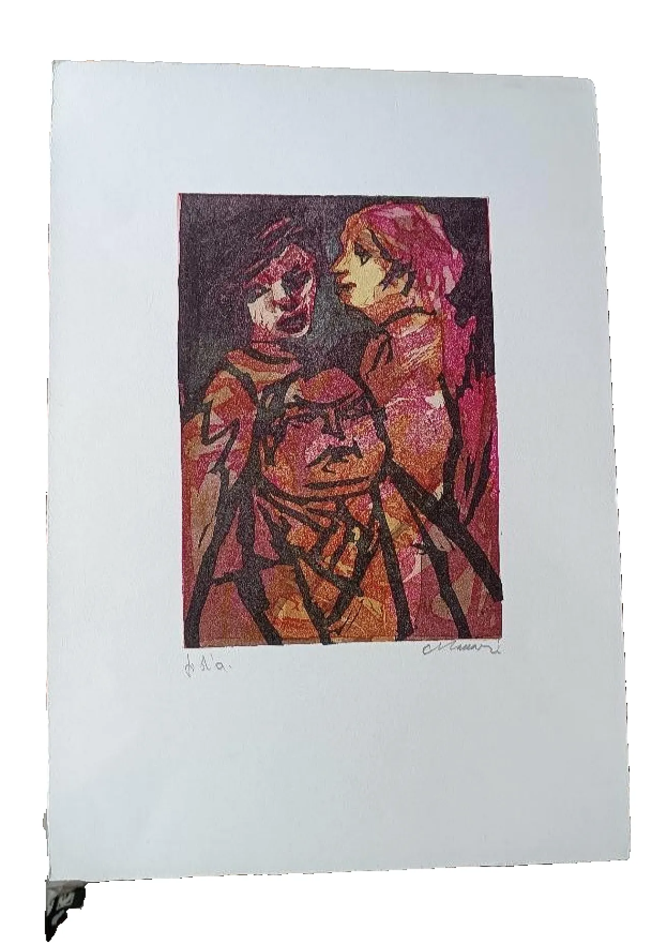 Litografia Prova d'autore di Mino Maccari, anni '80 1