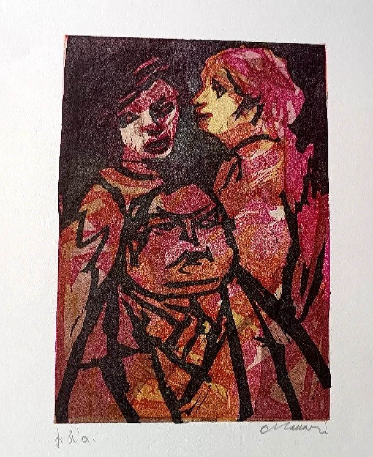 Litografia Prova d'autore di Mino Maccari, anni '80 3