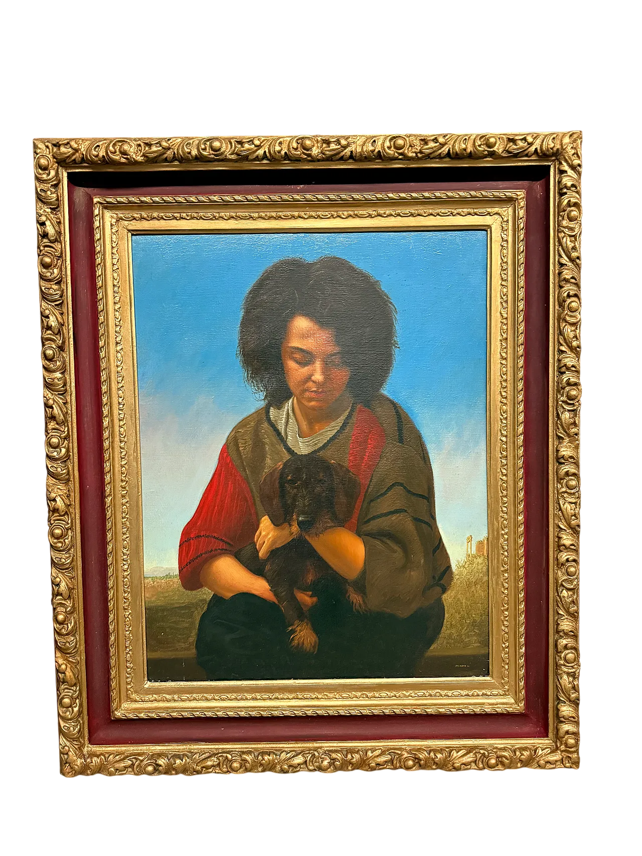 Olio su tela, ragazza e cagnolino di Giancarlo Pignataro, 1987 15