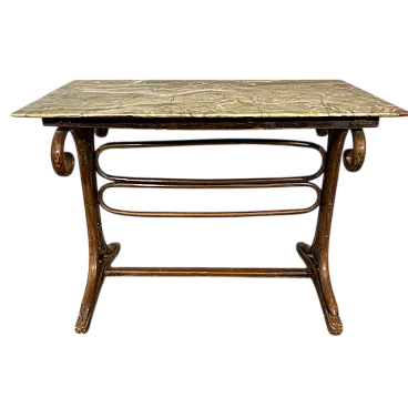 Tavolo Thonet Art Decò legno faggio curvato e onice, 1940