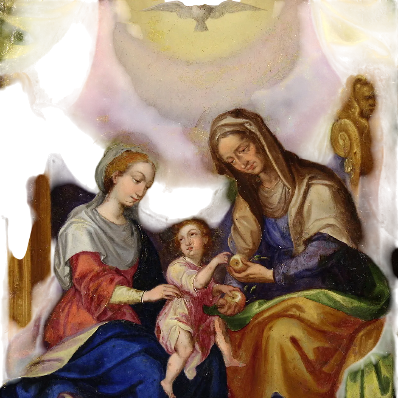 Sant'Anna, la Vergine e il Bambino, olio su rame, '700 16