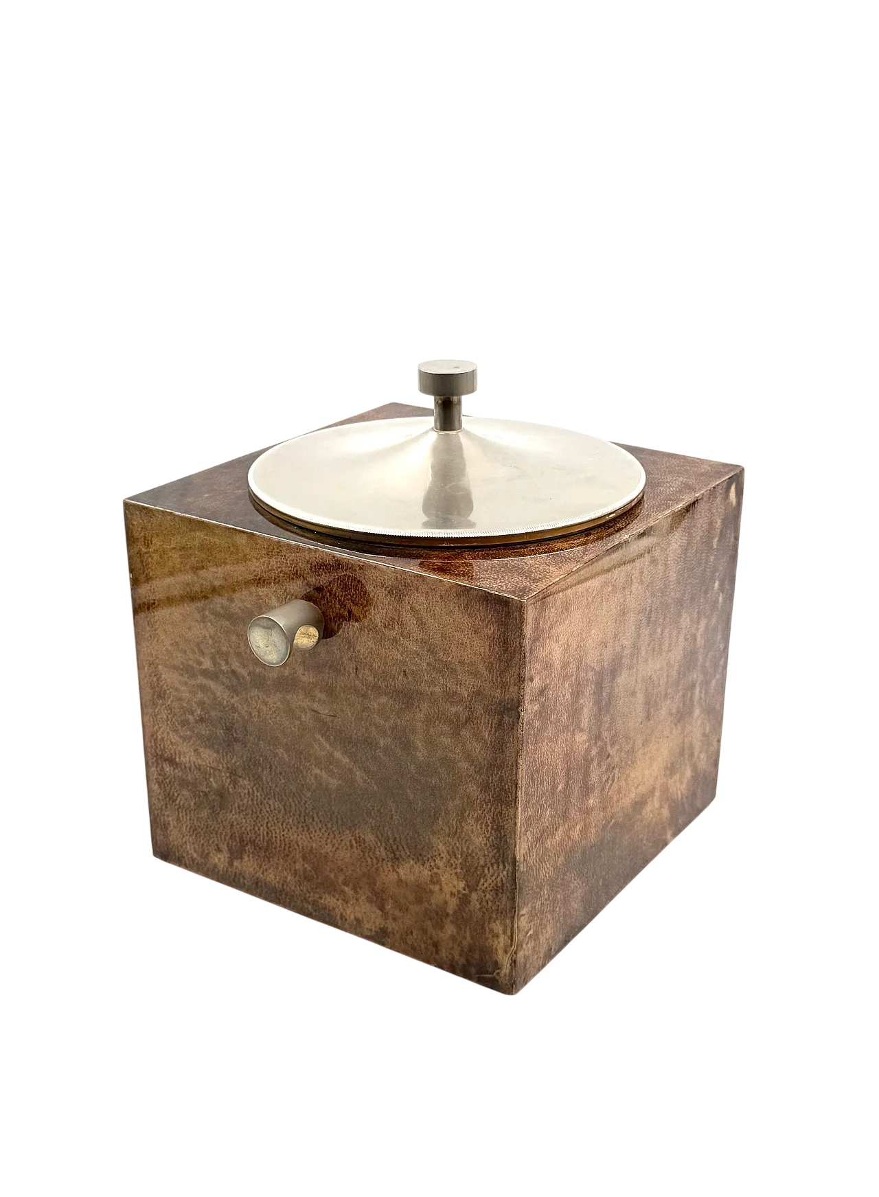 Mid-Century Brown Parent Ice Bucket, Aldo Tura Italy 1950s 18