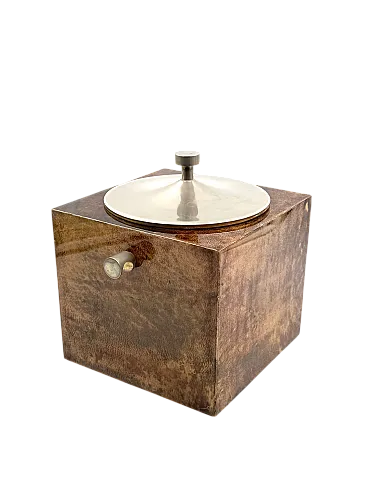 Mid-Century Brown Parent Ice Bucket, Aldo Tura Italy 1950s