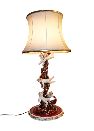 Lampada a Ceramica Con putti - Lampada da Tavolo Di Bertotti, Milano