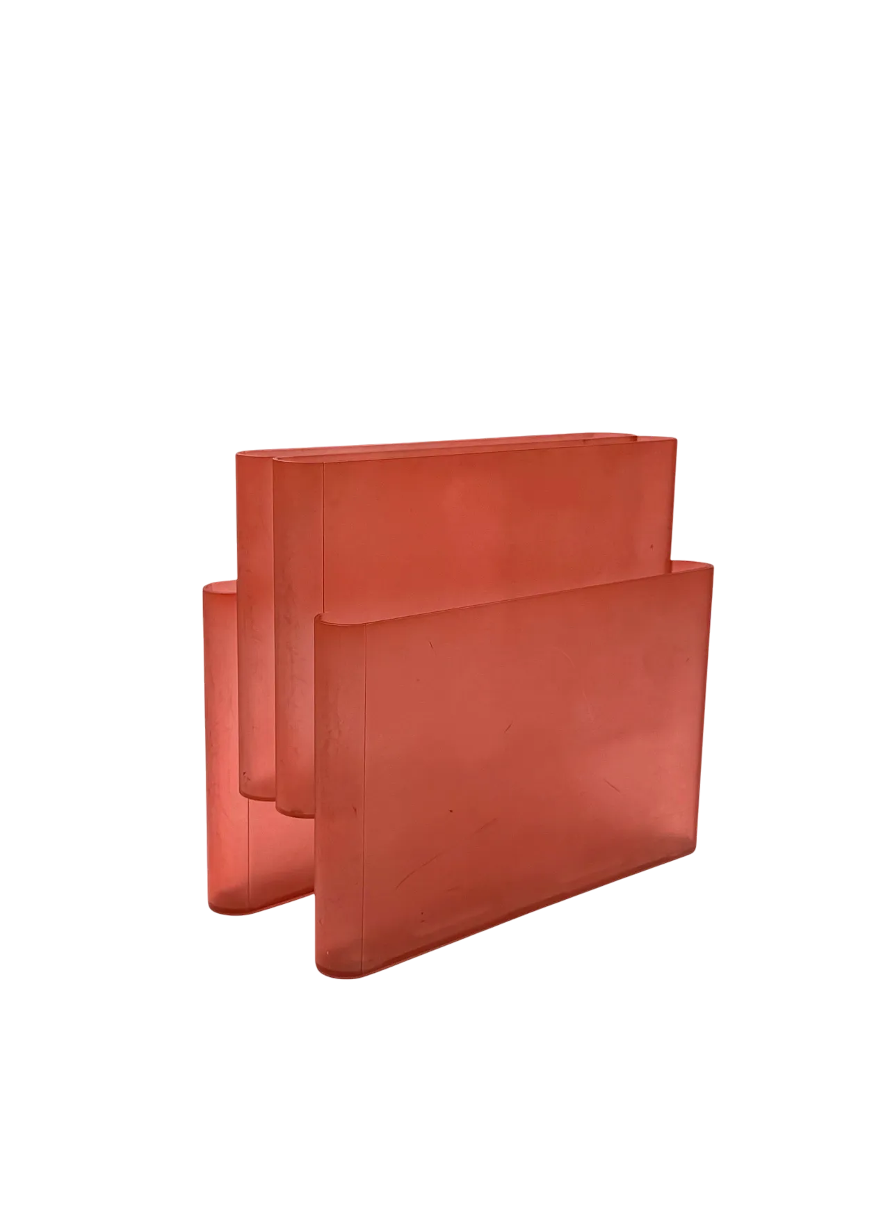 Space age pink plastic magazine rack, Giotto Stoppino, Kartell 1970s 11