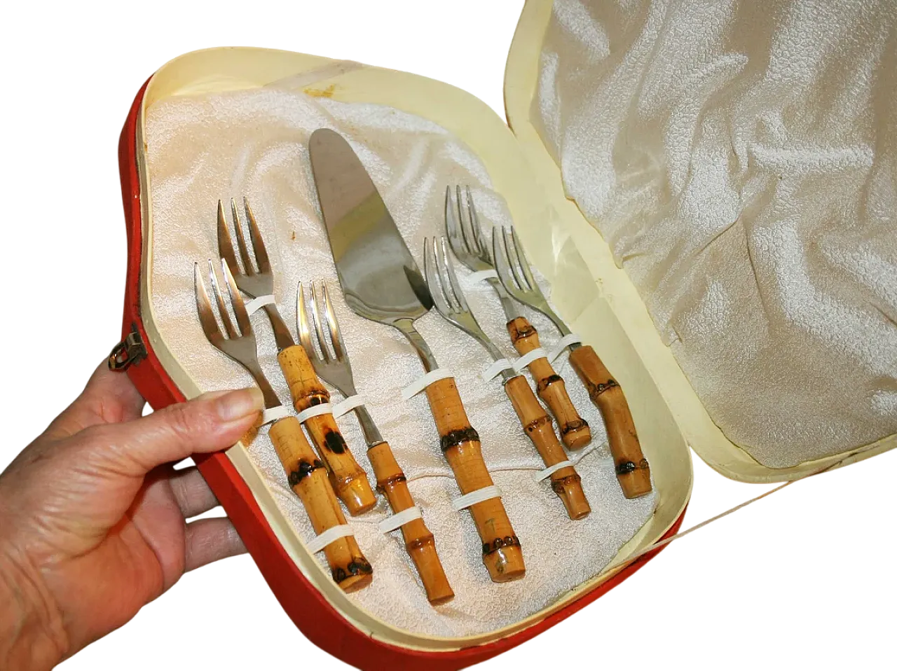 Set Posate da dolci manico in bambù -servizio da tavola 7