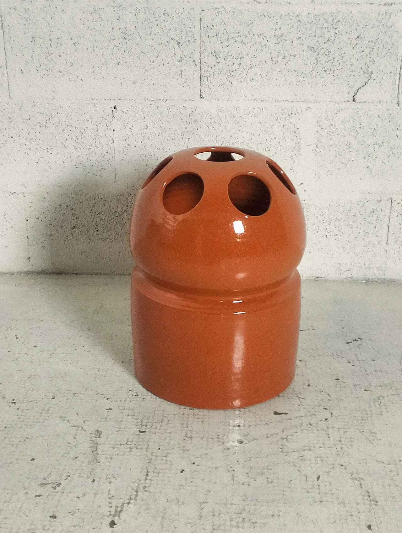 Ceramic Umbrella Stand orange, 1970s 2