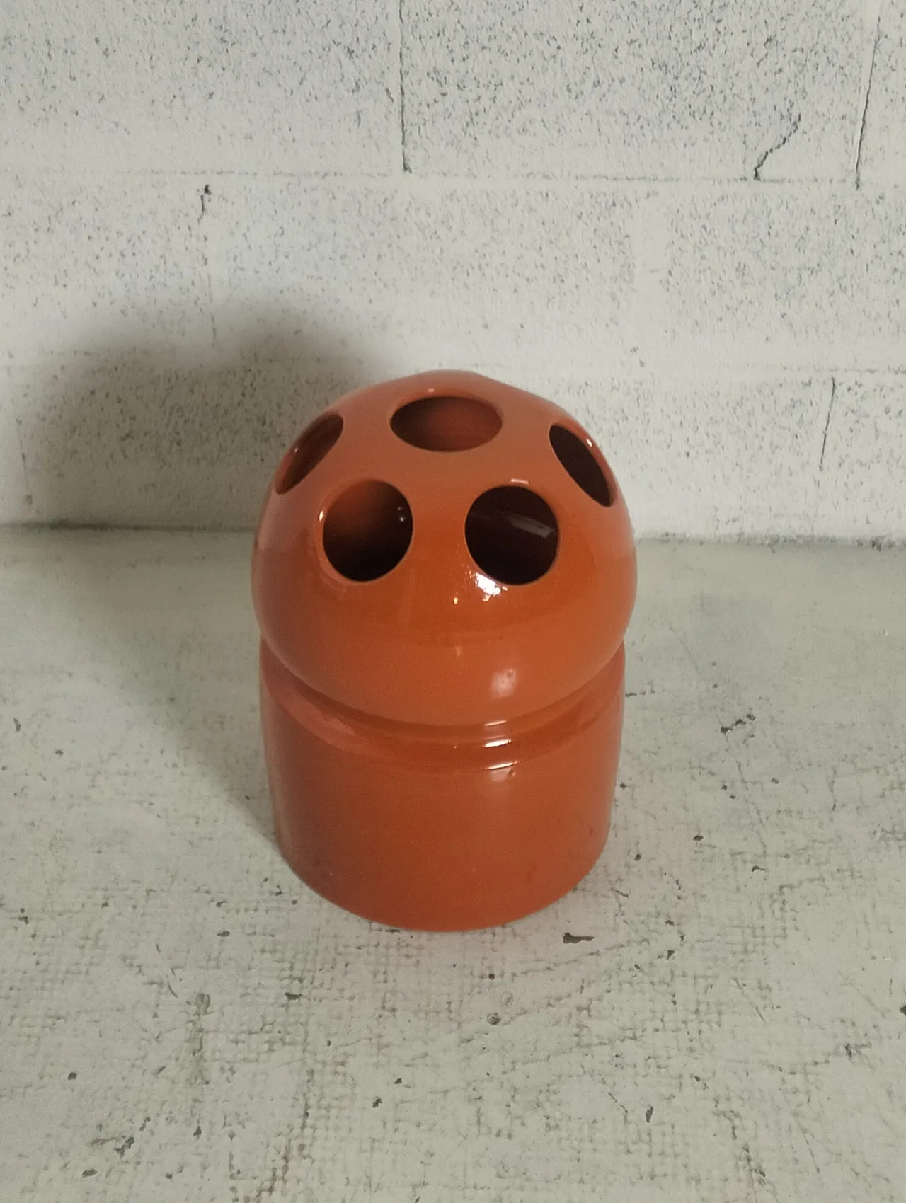 Ceramic Umbrella Stand orange, 1970s 3
