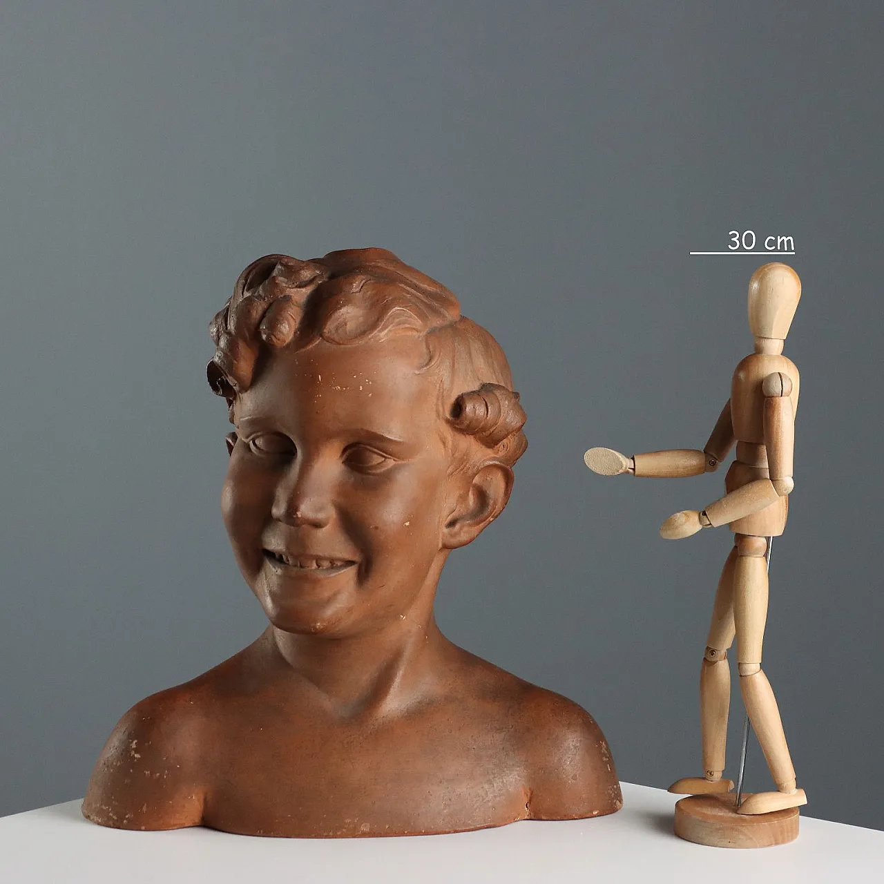 Bust of boy in yerracotta by A. Menchi Art, 20th century 2