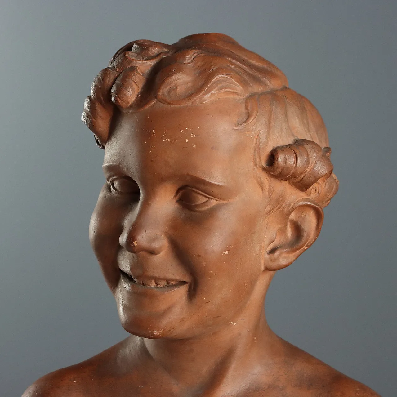 Bust of boy in yerracotta by A. Menchi Art, 20th century 3