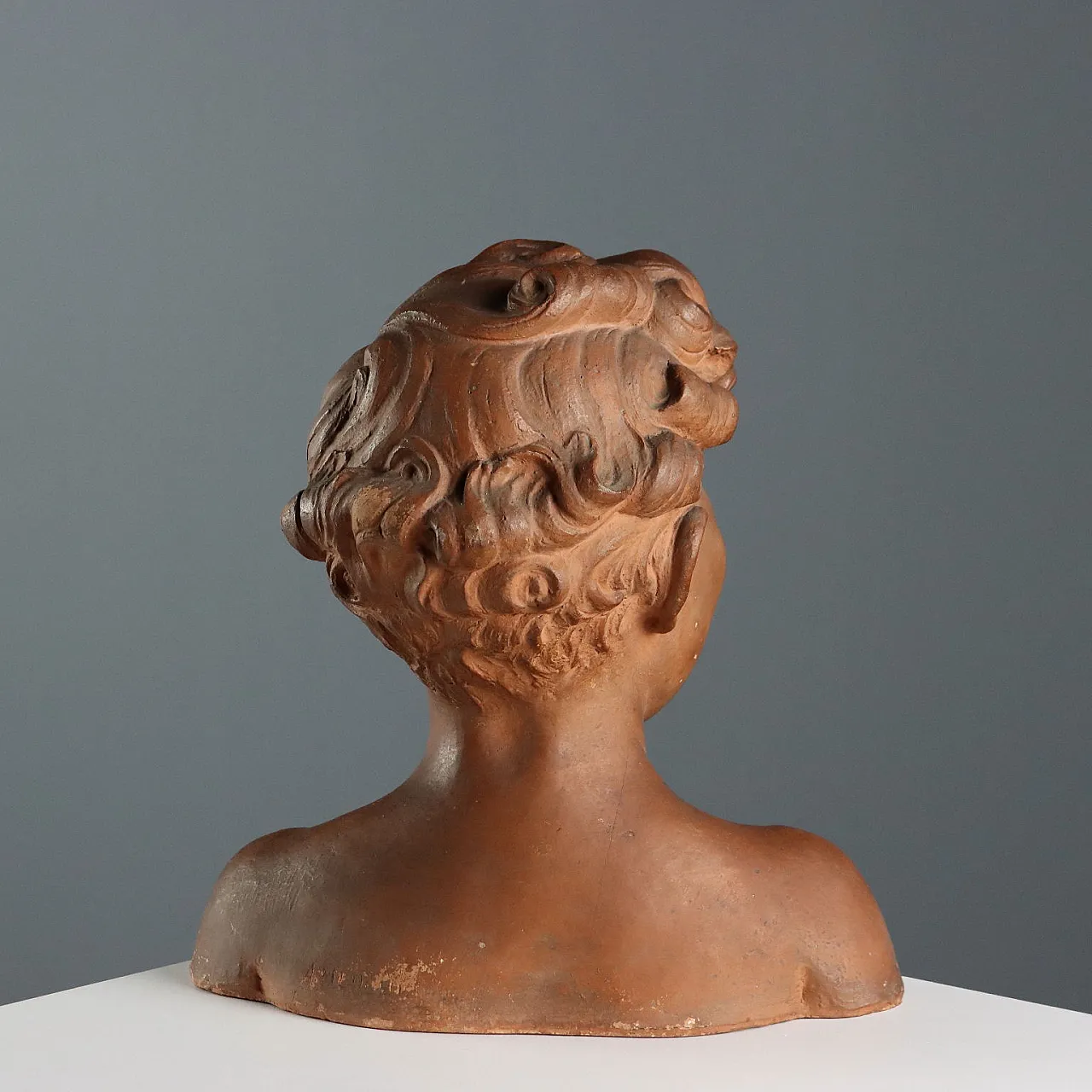 Bust of boy in yerracotta by A. Menchi Art, 20th century 7