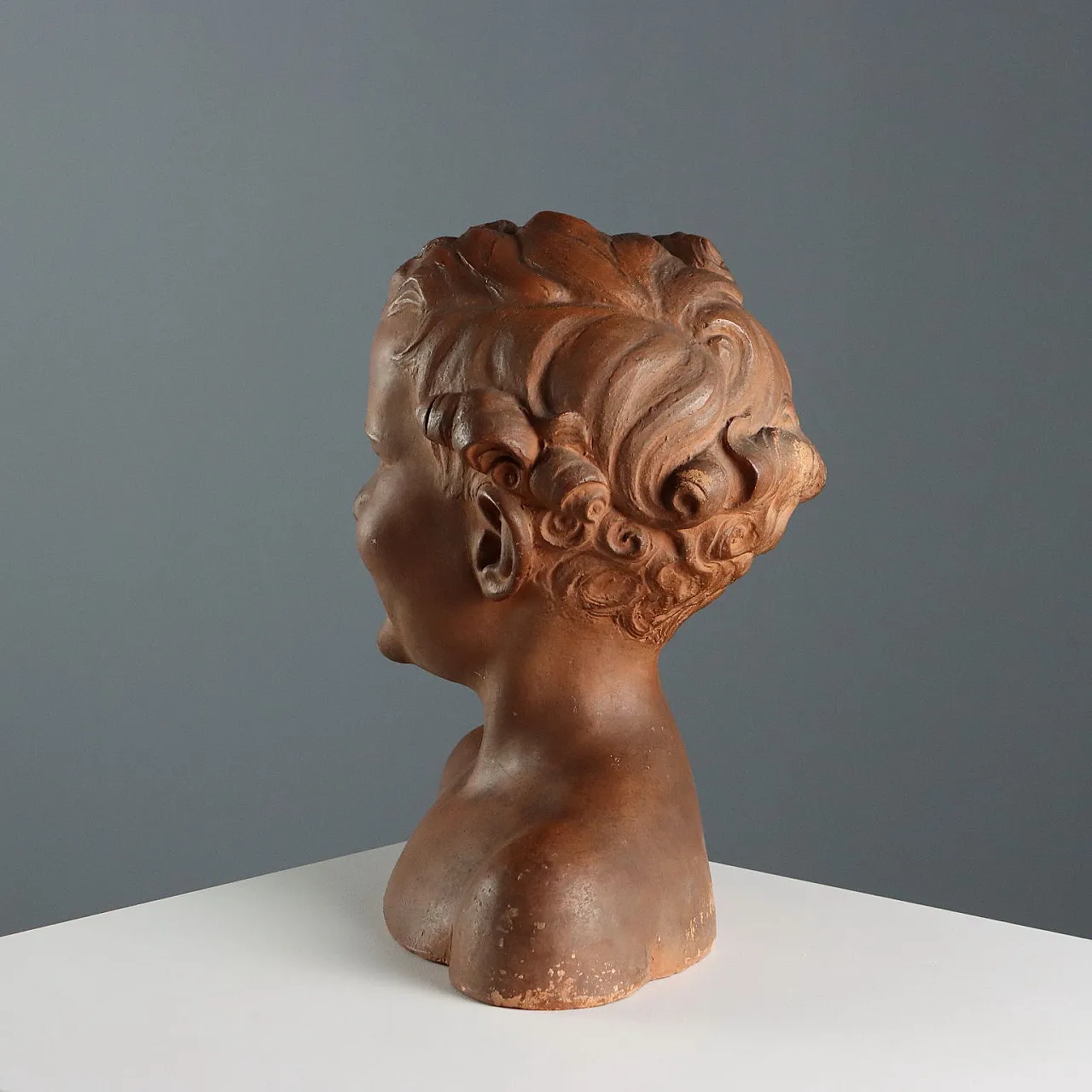 Bust of boy in yerracotta by A. Menchi Art, 20th century 8