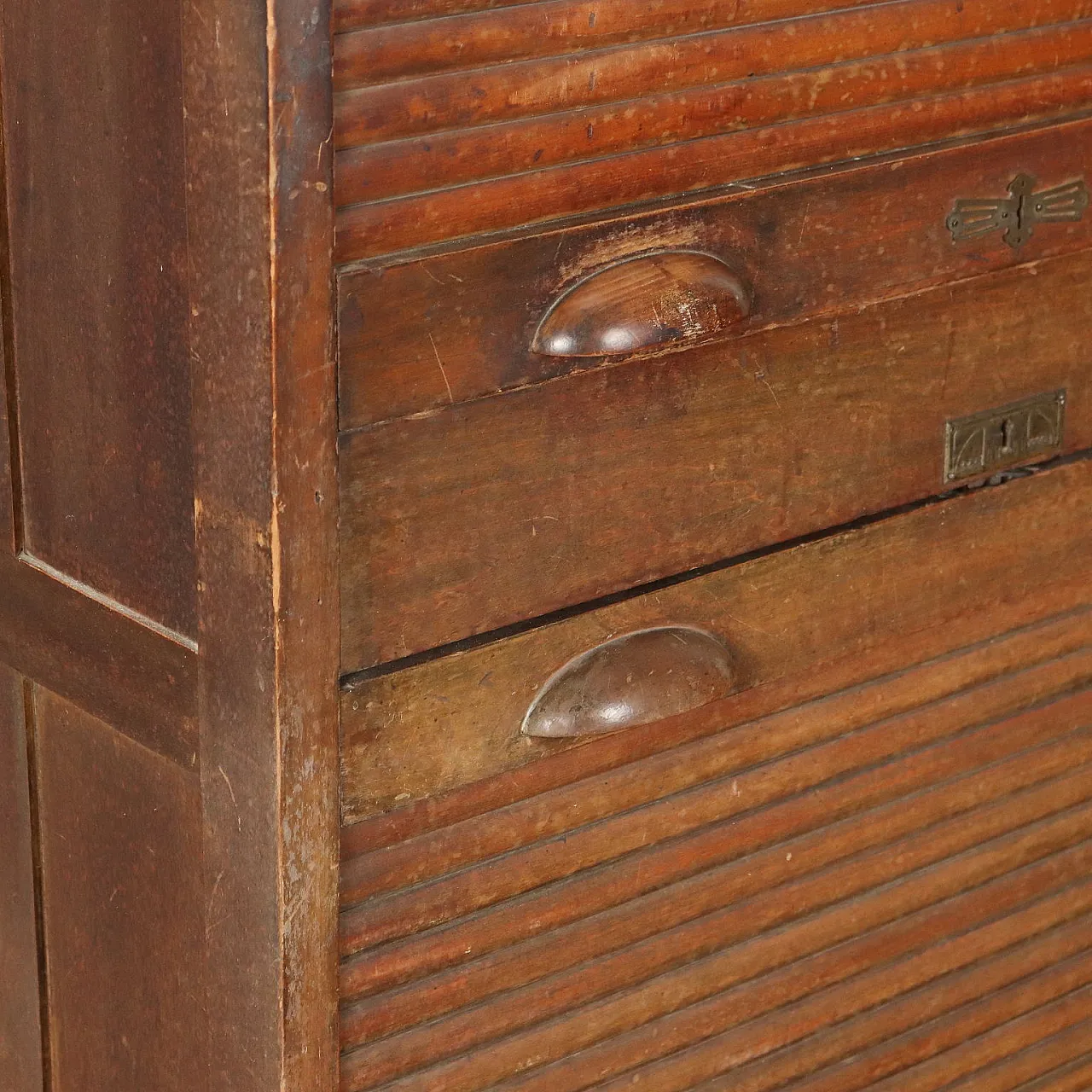 Armadio a rullo cassetti in faggio, primo '900 5