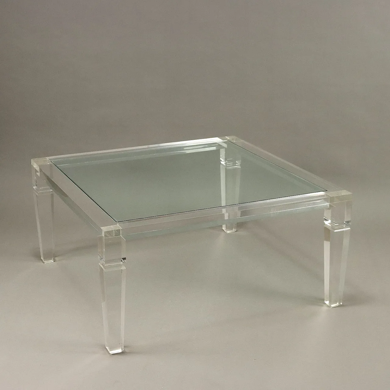 Transparent coffee table in plexiglas and glass, 1990s 1