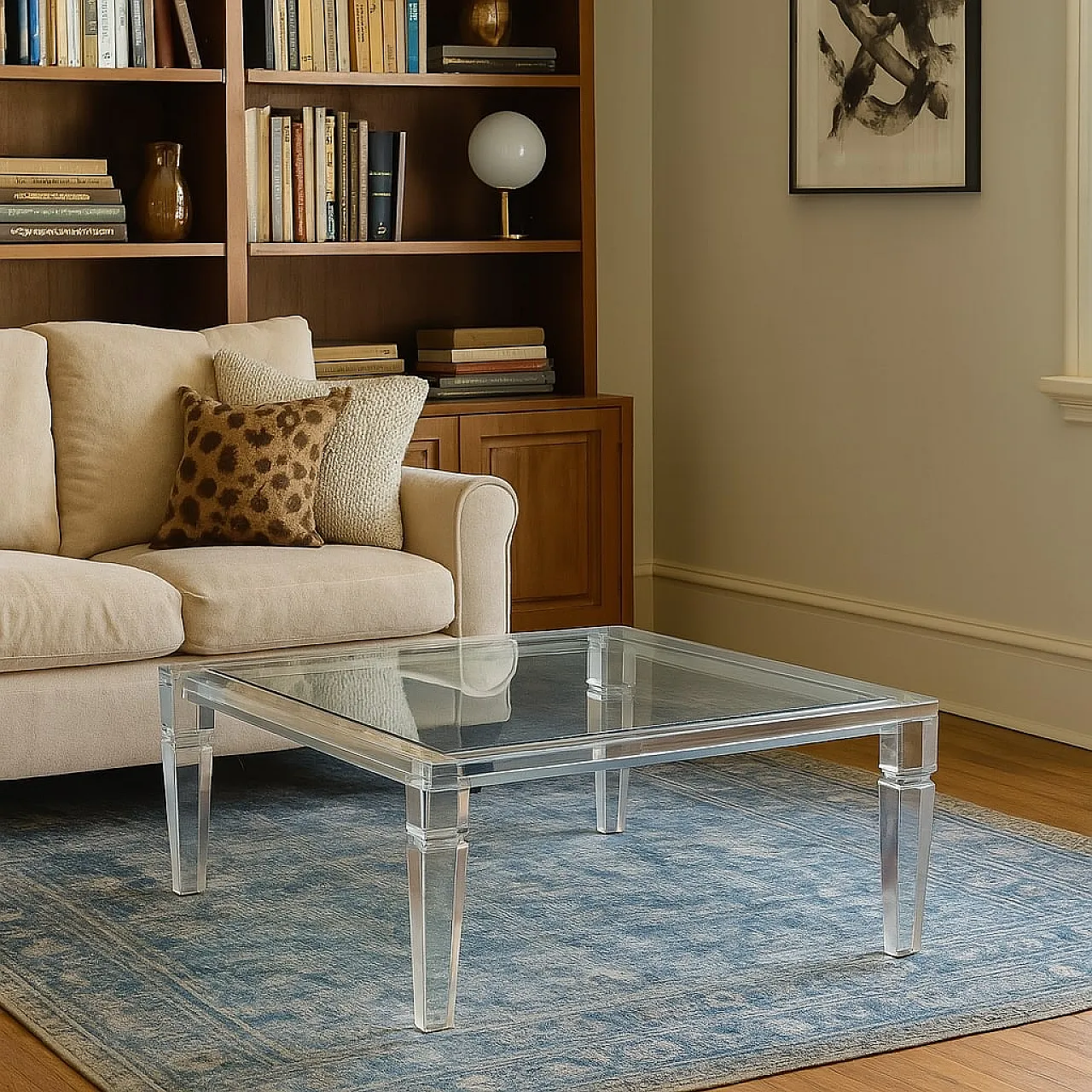 Transparent coffee table in plexiglas and glass, 1990s 2