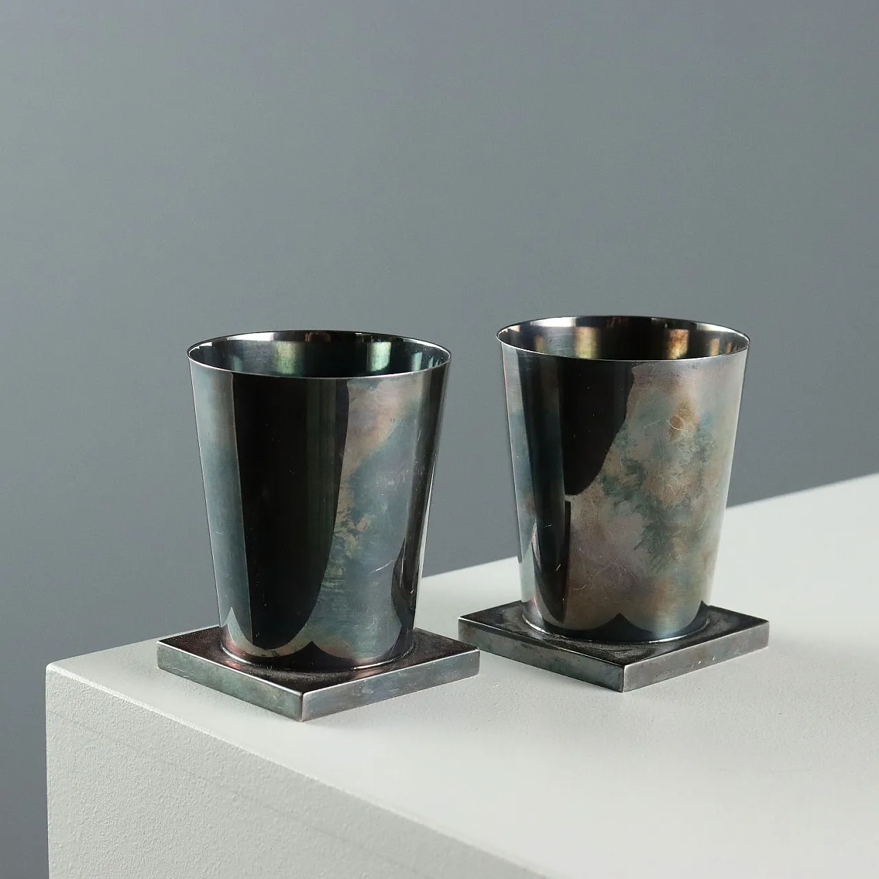 Coppia di bicchieri in argento 925 di Pampaloni, '900 1