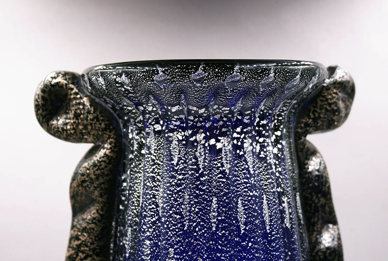 Vaso di Murano Barovier e Toso blu cobalto e argento, anni '50 1