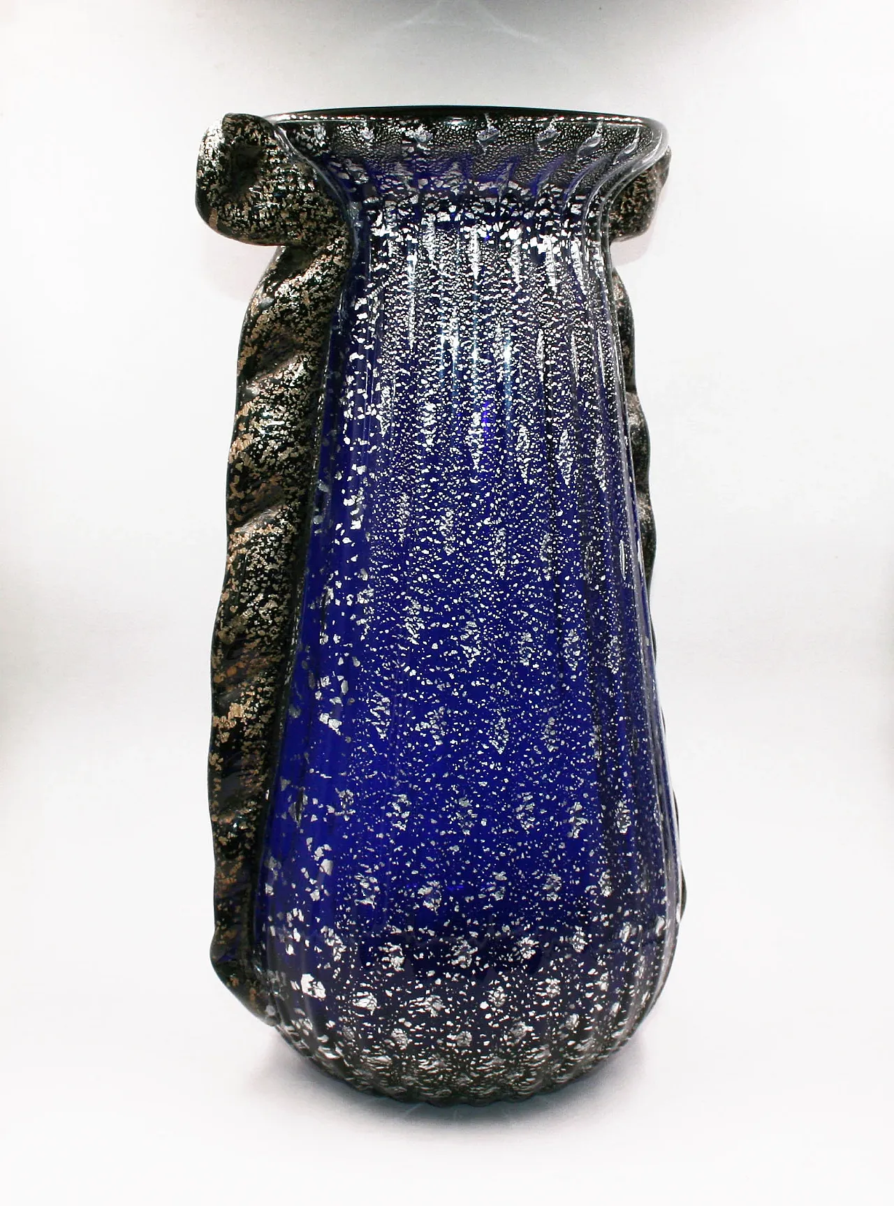Vaso di Murano Barovier e Toso blu cobalto e argento, anni '50 3