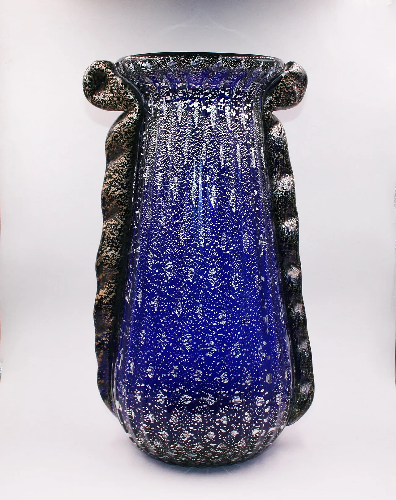 Vaso di Murano Barovier e Toso blu cobalto e argento, anni '50 4