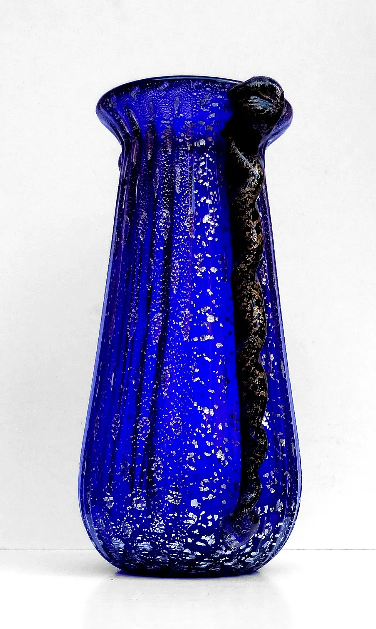 Vaso di Murano Barovier e Toso blu cobalto e argento, anni '50 5