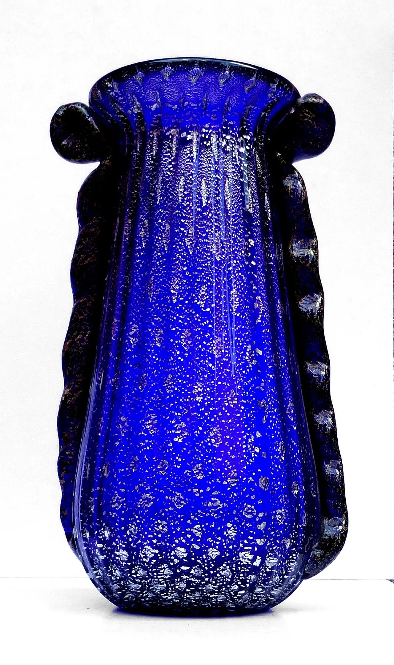 Vaso di Murano Barovier e Toso blu cobalto e argento, anni '50 6