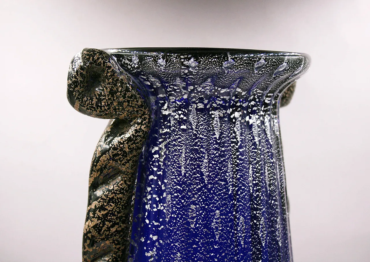 Vaso di Murano Barovier e Toso blu cobalto e argento, anni '50 7