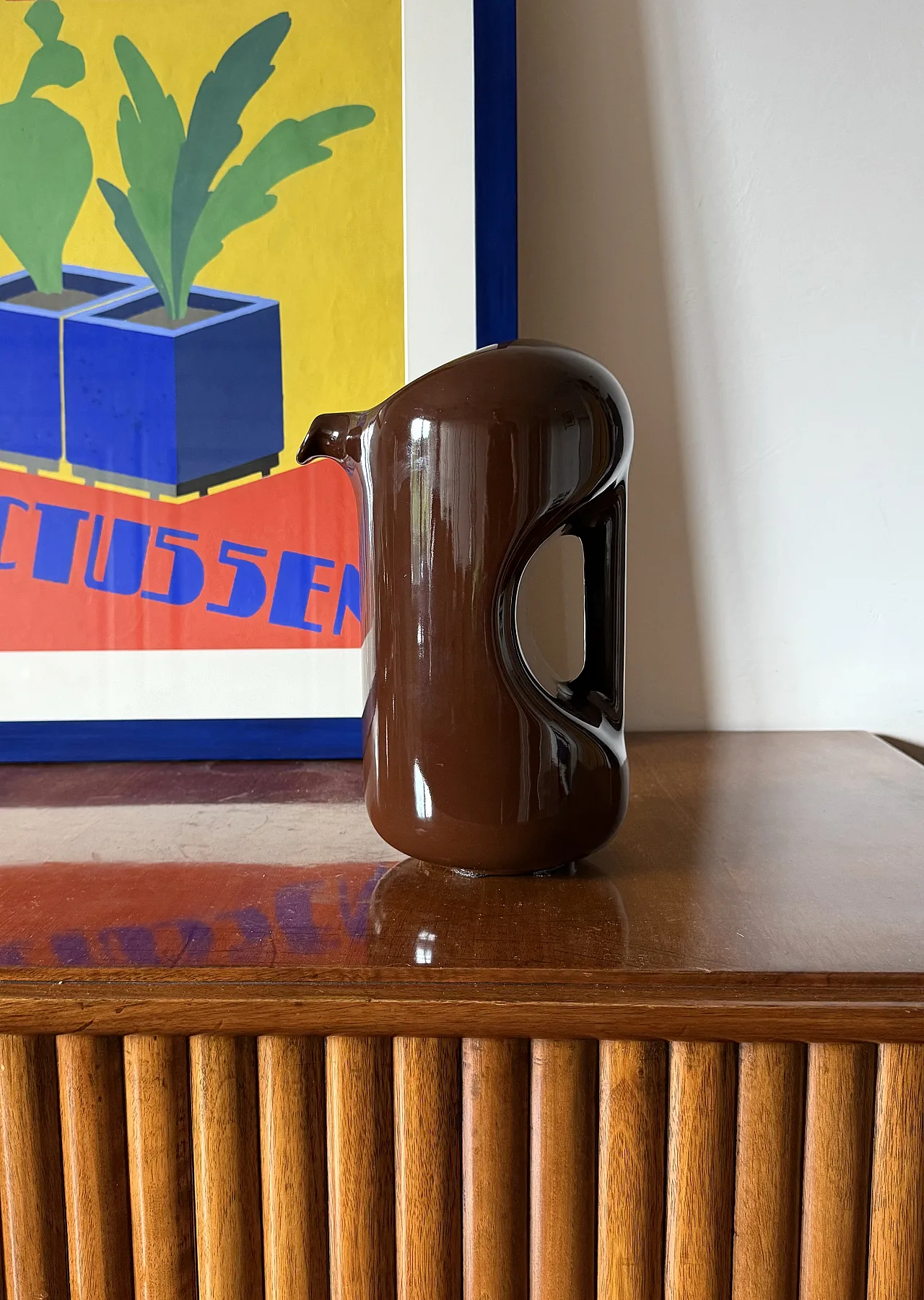 Vase/Brocca in Ceramic Space Age Brown, the Picchio Italy 1970s 3