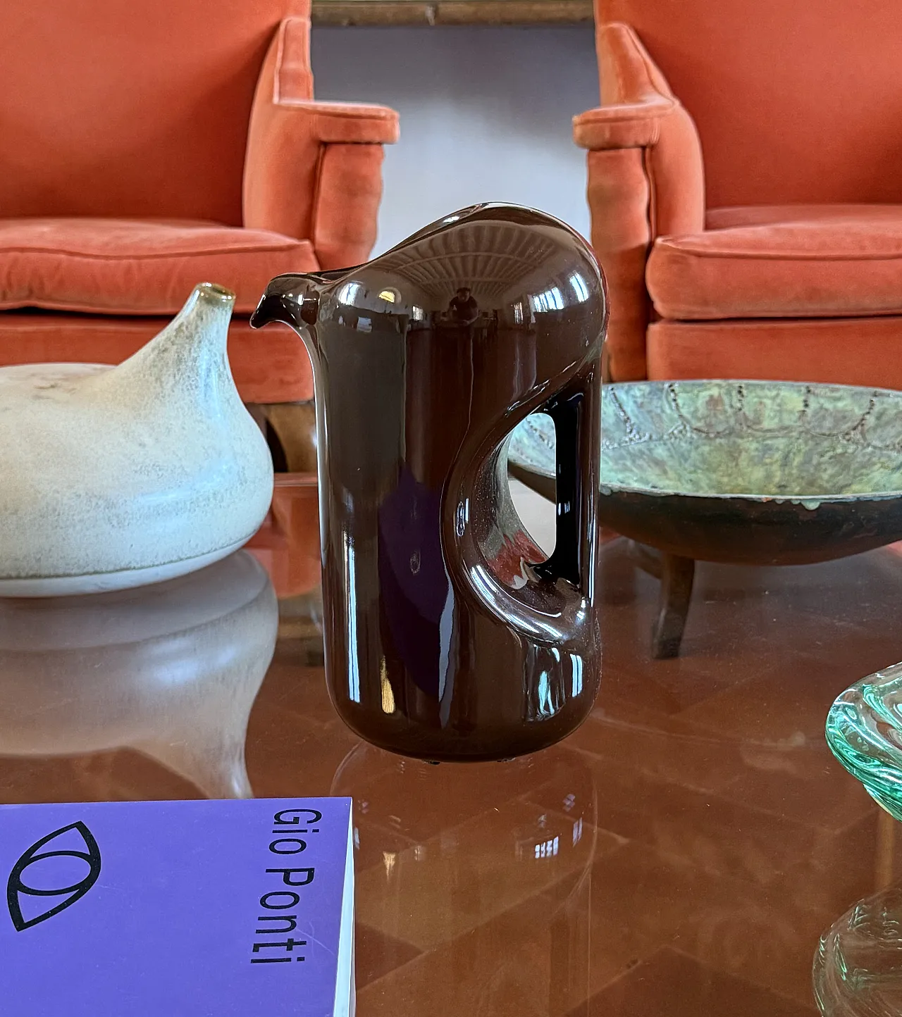 Vase/Brocca in Ceramic Space Age Brown, the Picchio Italy 1970s 16