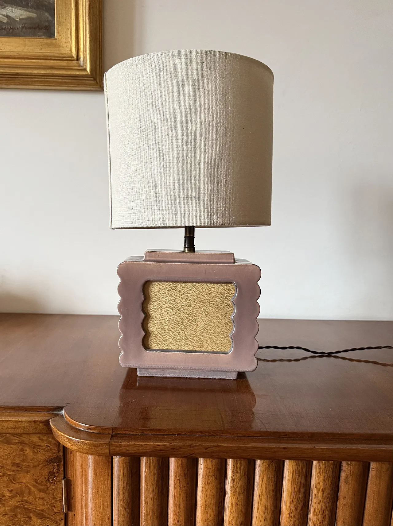 Lampada da tavolo in ceramica Art Déco di Andre Fau Francia, anni '40 2